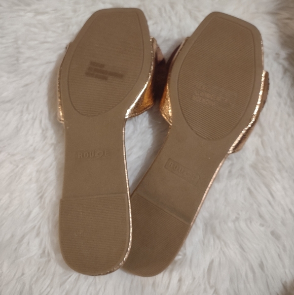 Rose Gold Rhinestone Square Toed Sandals - Picture 3 of 3